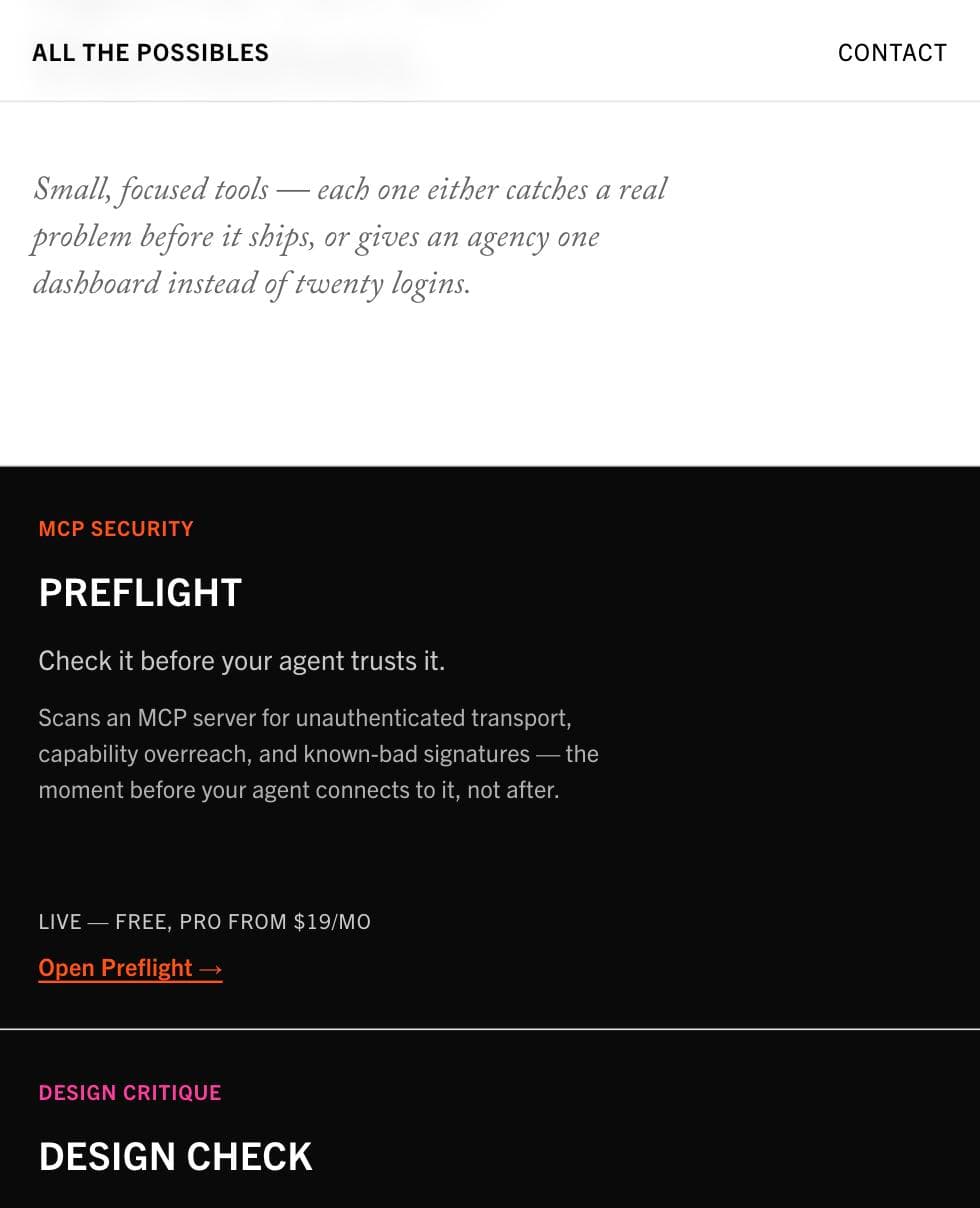 Preflight and Design Check products on All the Possibles
