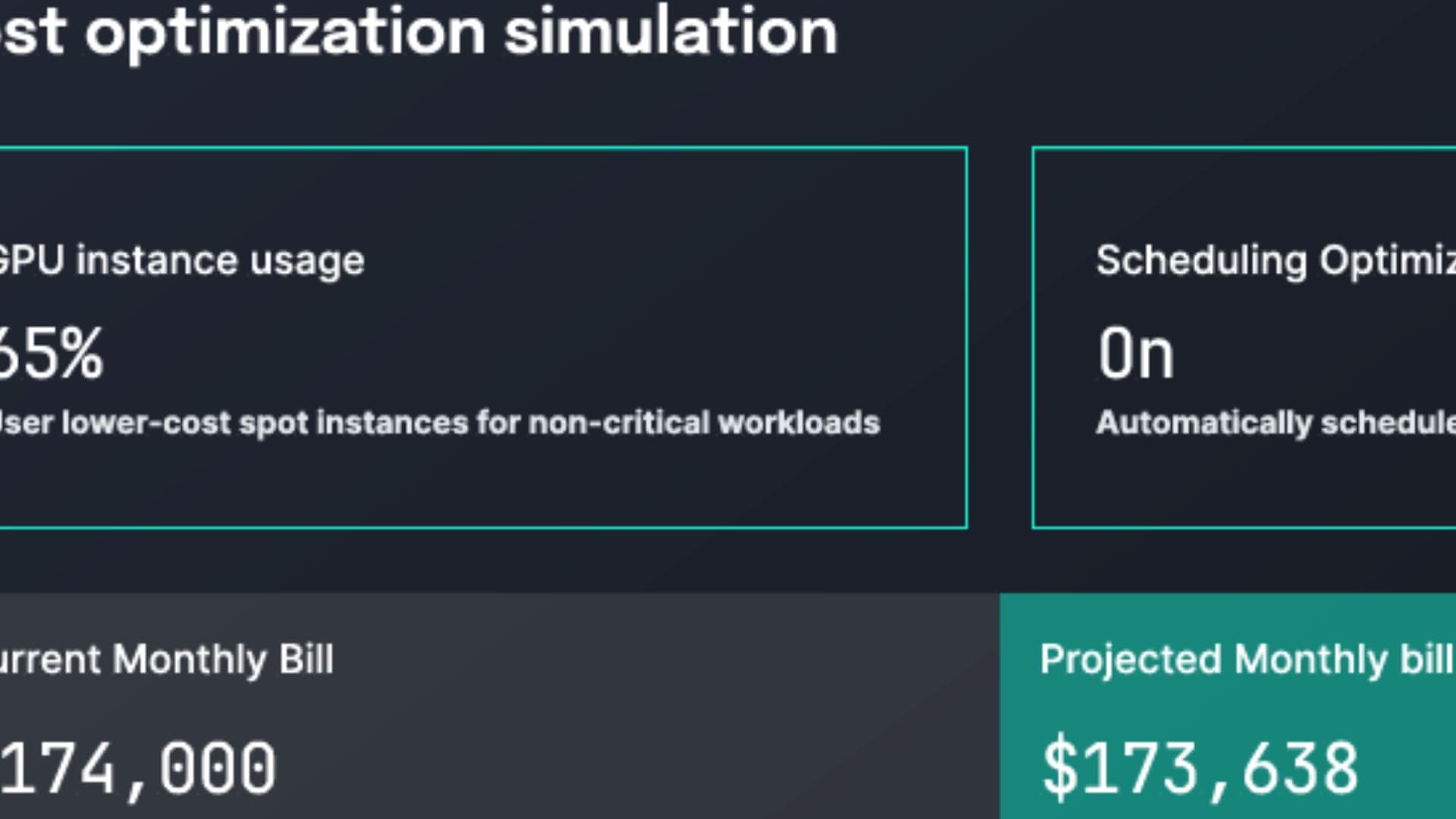 A DigitalOcean cost simulation interface, showing clear, legible pricing and forecasting controls.