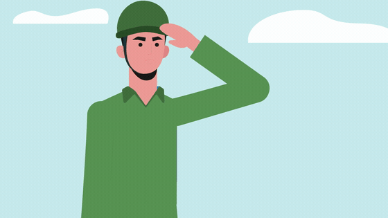 Two illustrated figures meeting in an embrace, a military reunion moment from the MilFam vision video