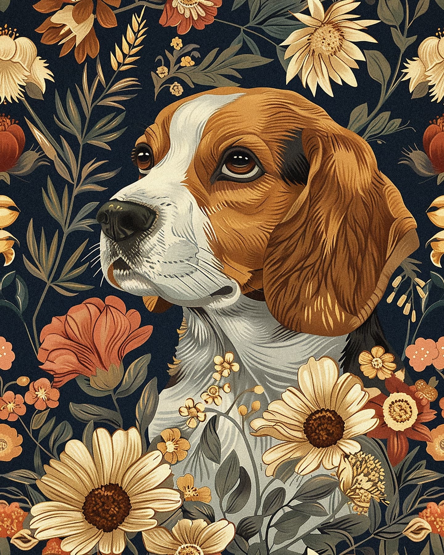 Beagles: beagles among the blooms pattern