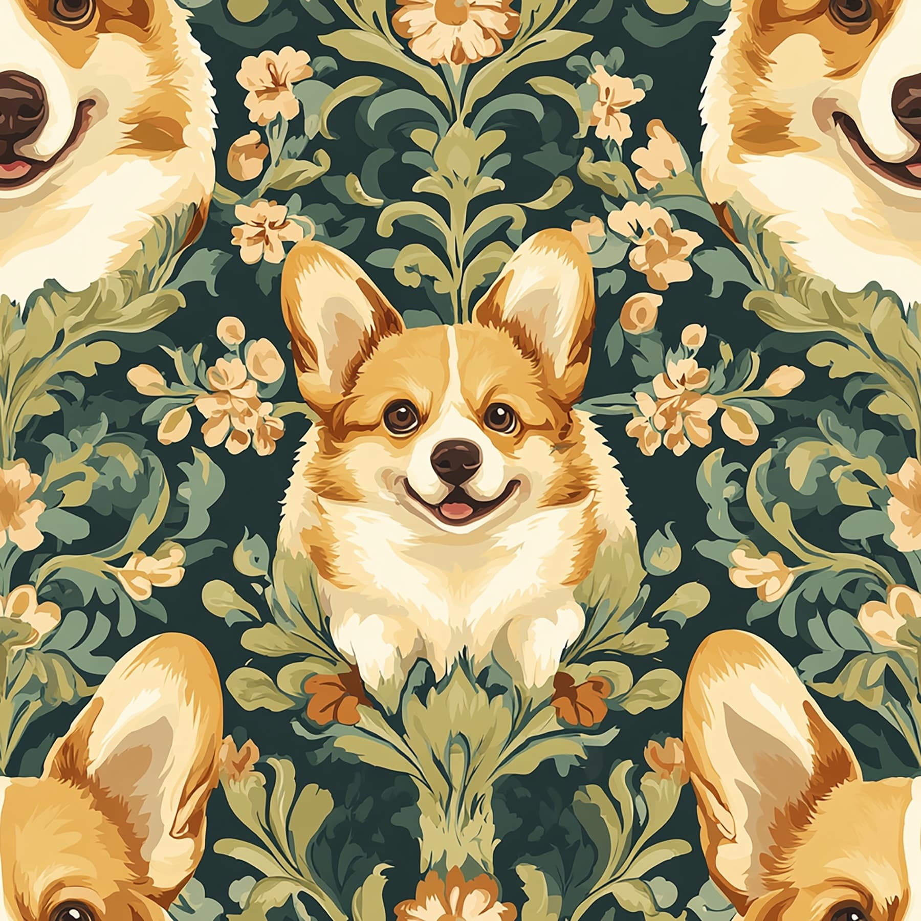 Corgis: adorable pattern of corgis in a tight repeat