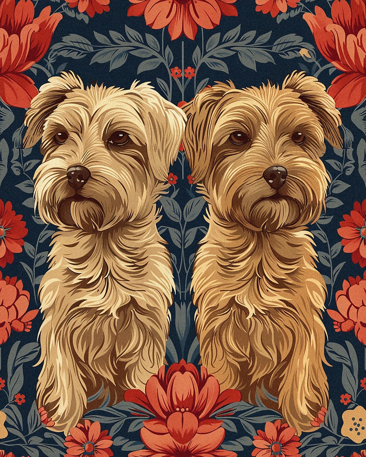 Yorkshire Terriers: adorable yorkie duo pattern